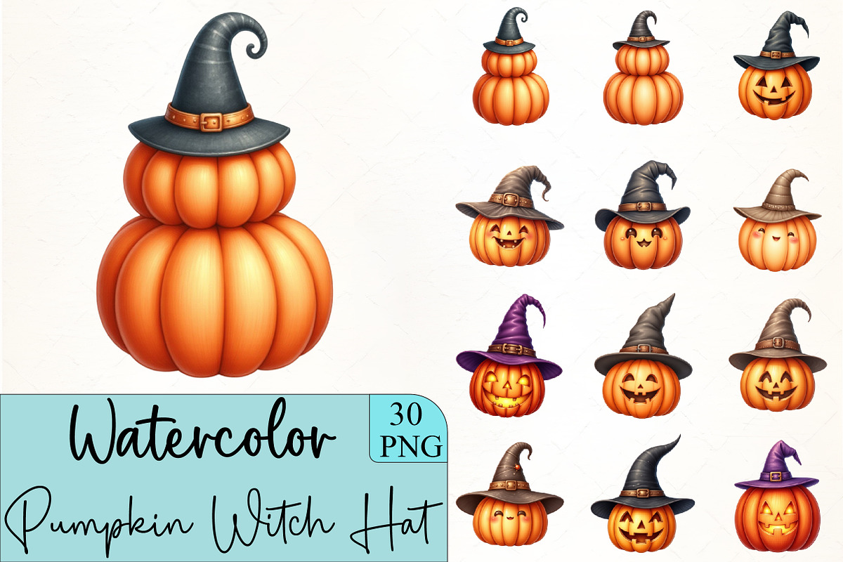 Pumpkin Witch Hat Clipart, an Illustration by CrexoraLab (Photo 5 of 5)