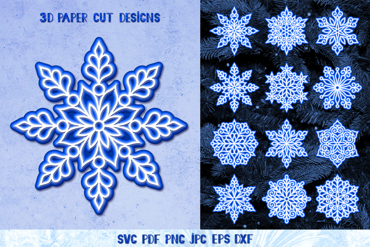 3D Snowflake Paper Cut Collection, a Graphic by Digital_Craftyfox (Photo 1 of 19)