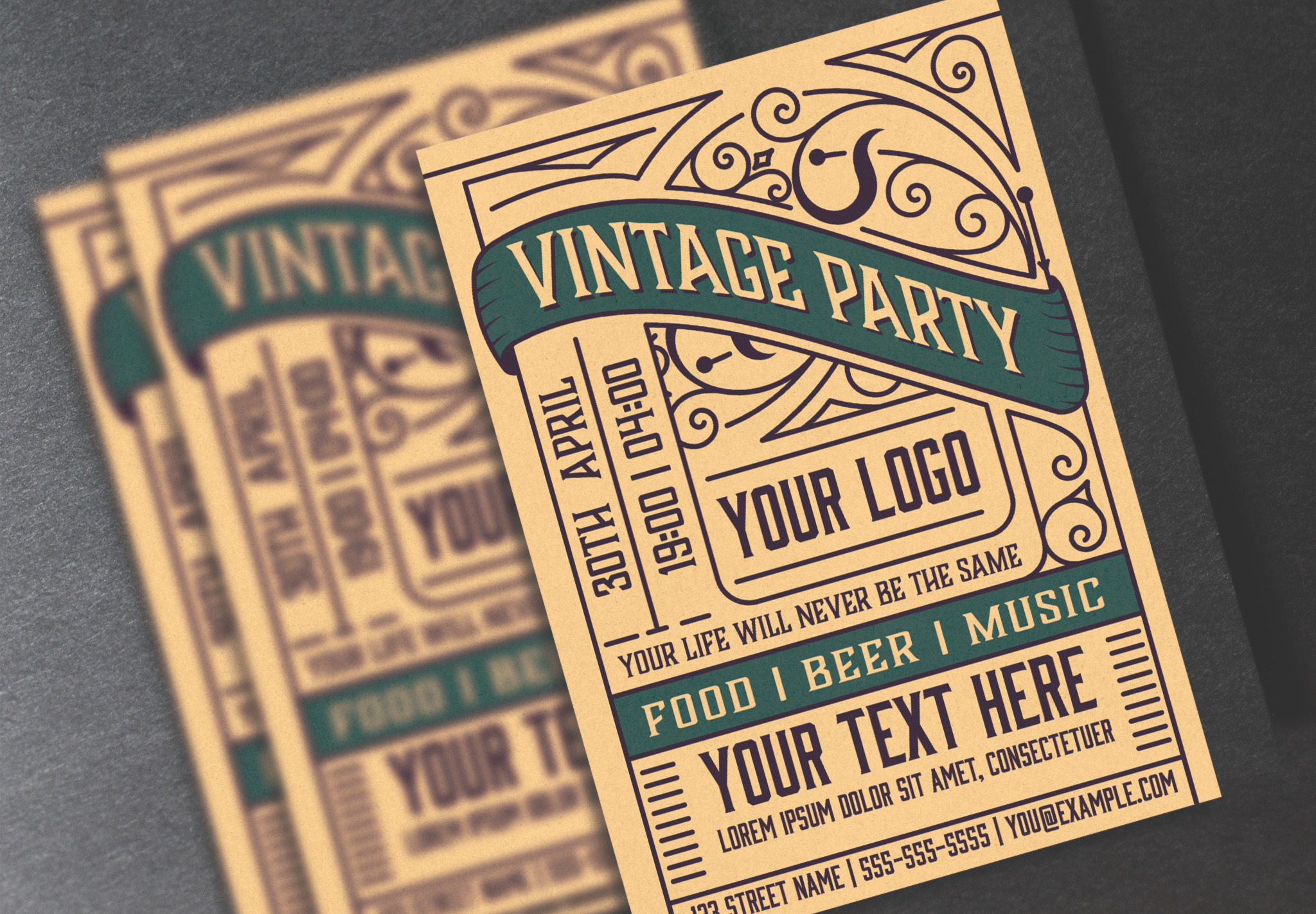 Vintage Event Poster Layout by Onevectorstock  Creative Market