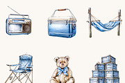 Watercolor Denim Dad & Baby Clipart, a Person Illustration by BusyDaydesign (Thumbnail 5 of 9)
