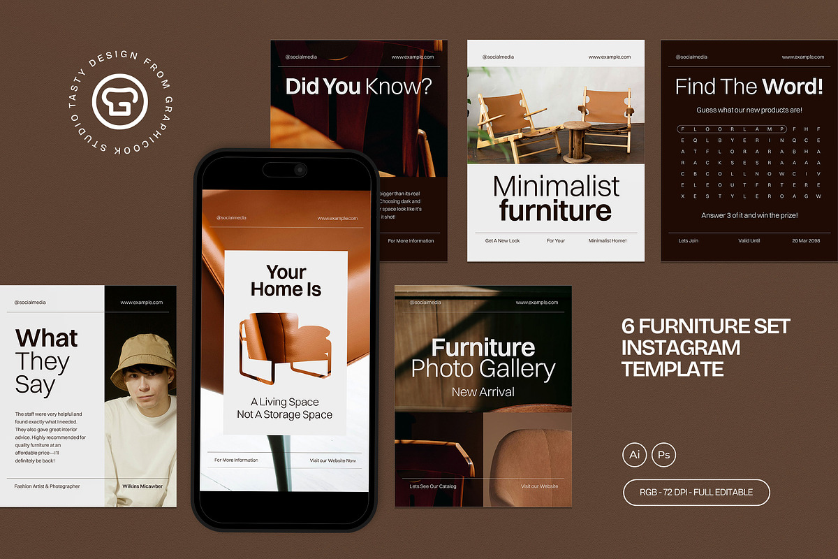 Furniture Set Instagram Template, a Social Media Template by graphicook (Photo 1 of 3)