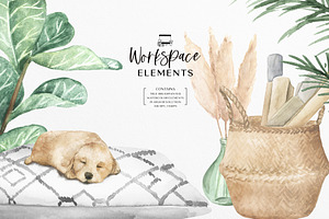 Watercolor Workspace Elements