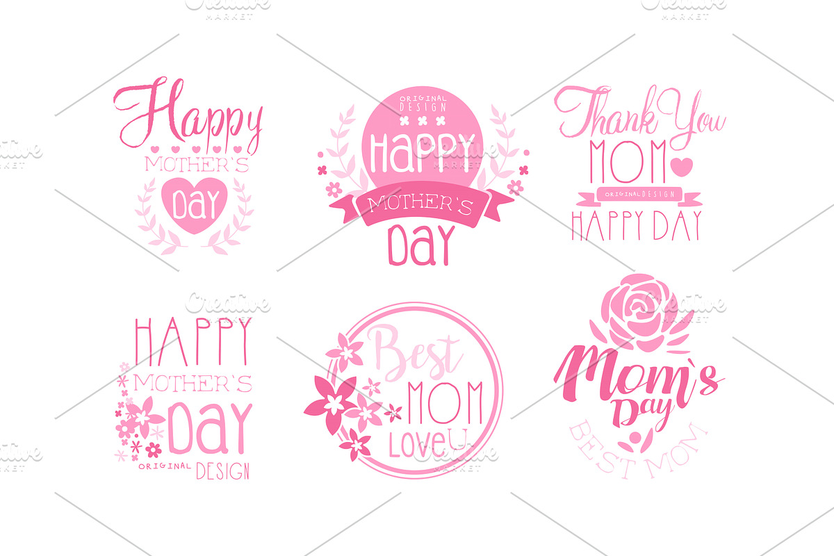 Mother Day Greeting Labeles and, an Object Illustration by TopVectors