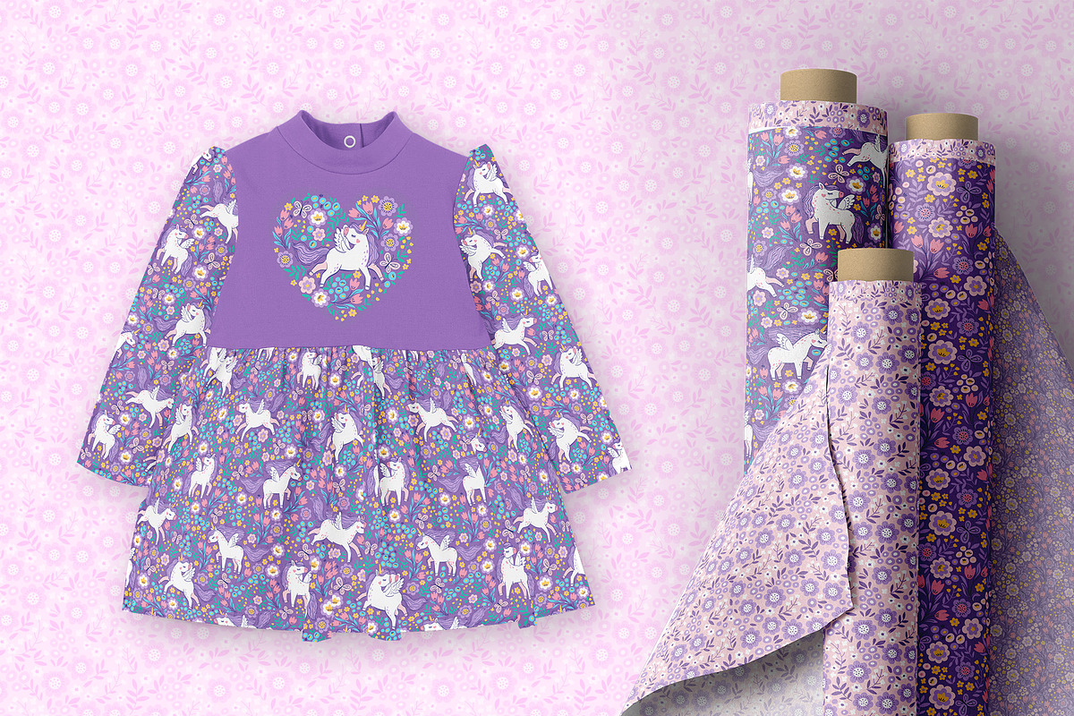 Flowers and Unicorns Patterns, a Pattern Graphic by Nataliia Toporovska (Photo 7 of 12)