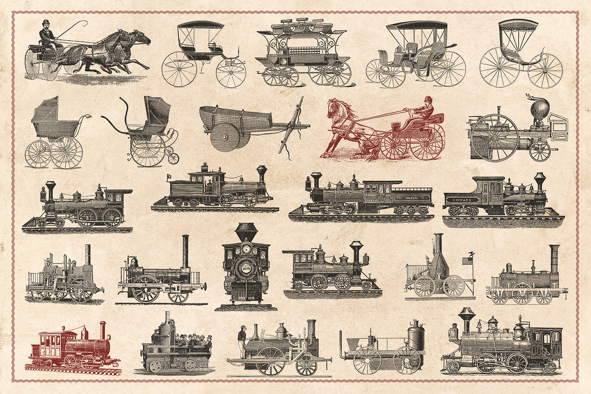 100 Vintage Vehicles (Vector), a Transportation Illustration by Brigantine Designs (Photo 7 of 7)