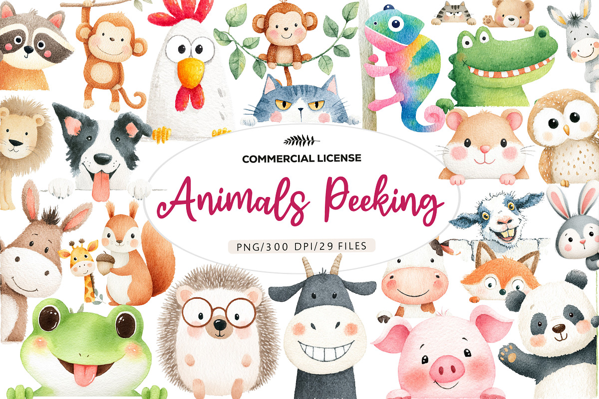 Quirky animals peeking funny, an Illustration by CreationArt (Photo 1 of 5)