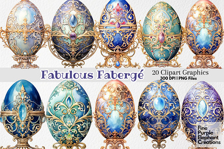 Watercolor Faberge Eggs PNG Clipart, an Object Graphic by Fine Purple Elephant
