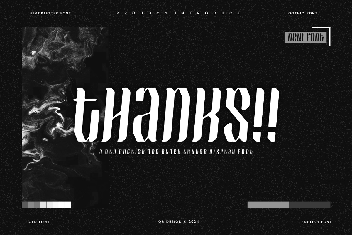 Quantune - Old English Font, a Blackletter Font by QR Design Studio (Photo 6 of 6)
