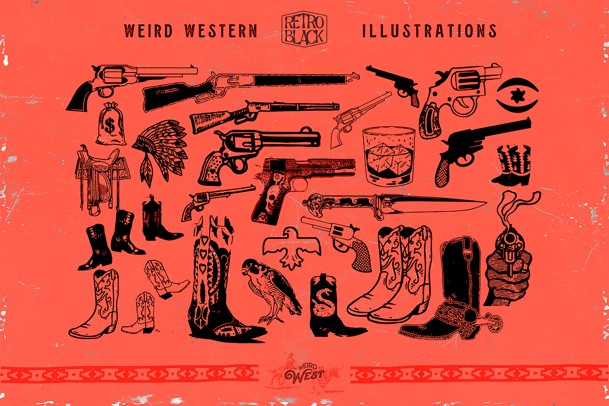 320 Western Icons and Illustrations, an Object Graphic by Retro Black ...