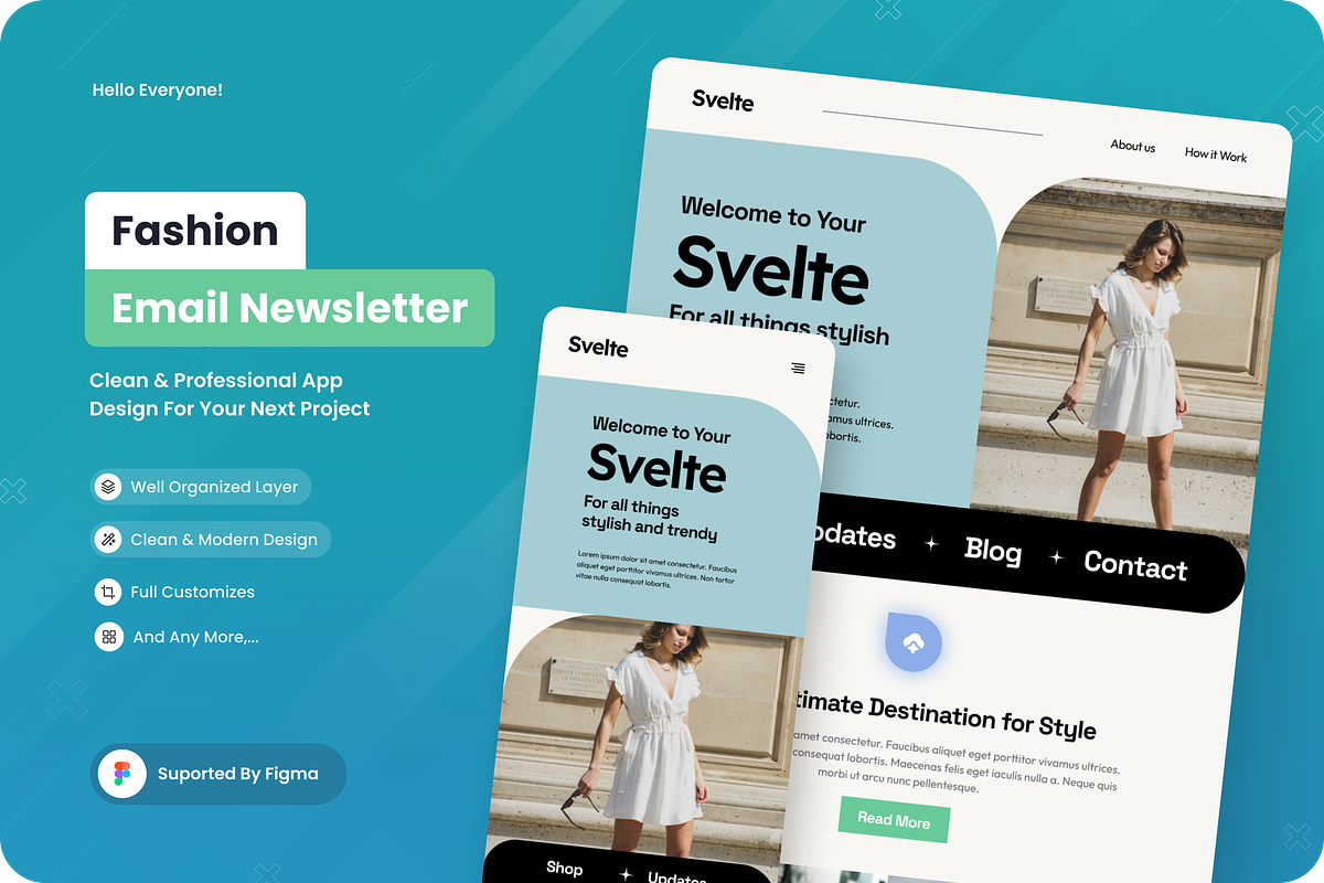 Svelte - Fashion Email Newsletter, an UI Kit Template by SquidPixey (Photo 1 of 6)