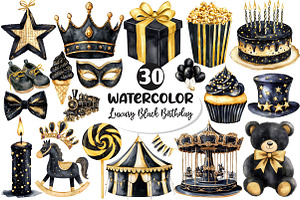 Luxury Black Kids Birthday Clipart, an Illustration by Dream Creation