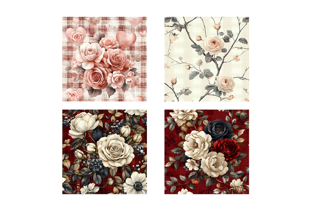 Valentines Rose Digital Papers, an Illustration by Designworld (Photo 4 of 4)