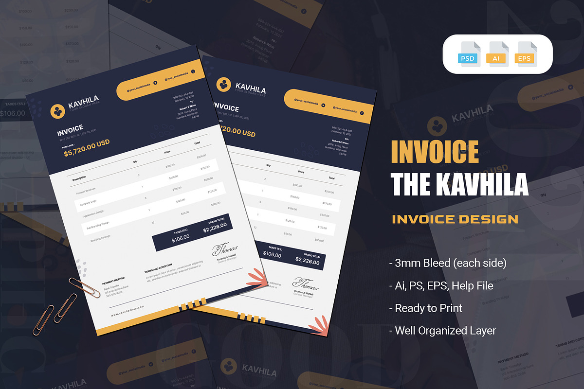 Khavilla Invoice, a Templates & Theme by AQR Studio (Photo 1 of 2)