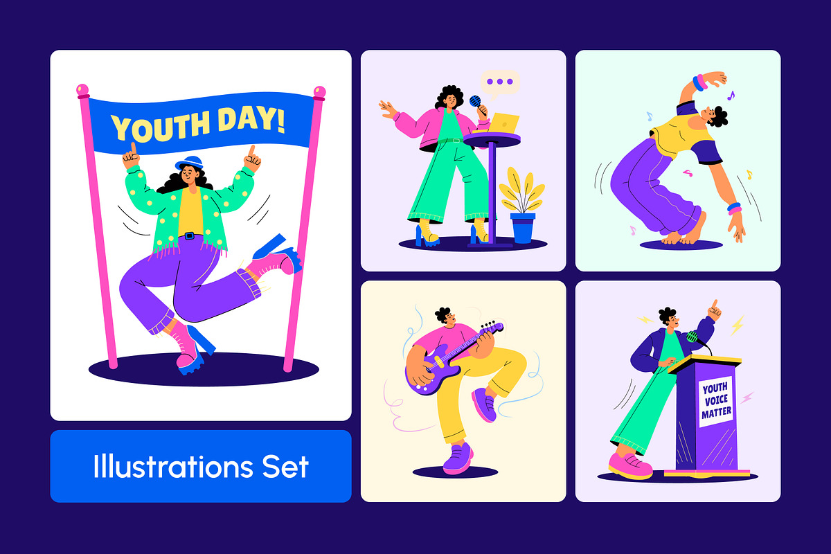 95 Youth Day Illustrations Bundle, a Person Illustration by Creative Stall (Photo 1 of 12)