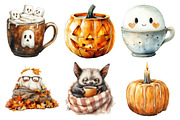 Watercolor Cozy Halloween Clipart, an Illustration by Daily.Designs (Thumbnail 4 of 5)