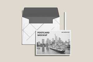 Postcard With Envelope Mockups