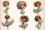 Boho Floral Summer Girls Clipart, an Illustration by Digital Artistic99 (Thumbnail 4 of 11)