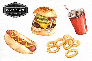 Fastfood Watercolor Clipart