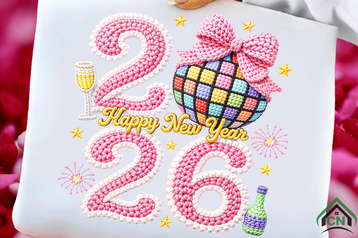 Faux Yarn Happy New Year 2026 PNG, an Illustration by Craft Nest (Photo 3 of 8)