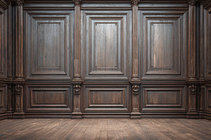 Warm wooden walls display intricate, a Photo by Pavel_design