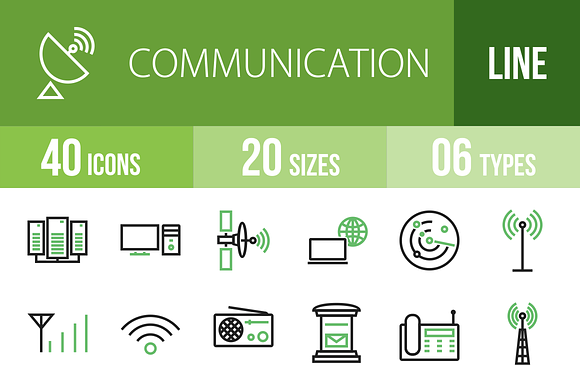 40 Communication Greenblack Icons