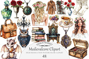 Watercolor Medievalcore Clipart, an Illustration by Design Market (Thumbnail 1 of 5)