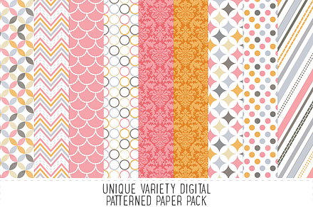 Coral & Pink Digital Pattern Paper