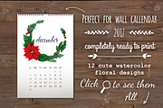 Watercolor floral 2017 calendar, a Stationery Template by Ira Paisley (Thumbnail 2 of 3)