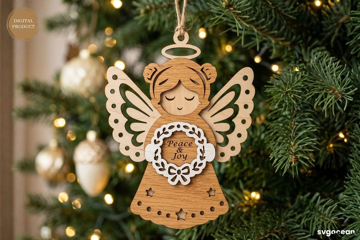 Nativity Angel Ornaments SVG Bundle, a Decorative Illustration by svgocean (Photo 5 of 7)