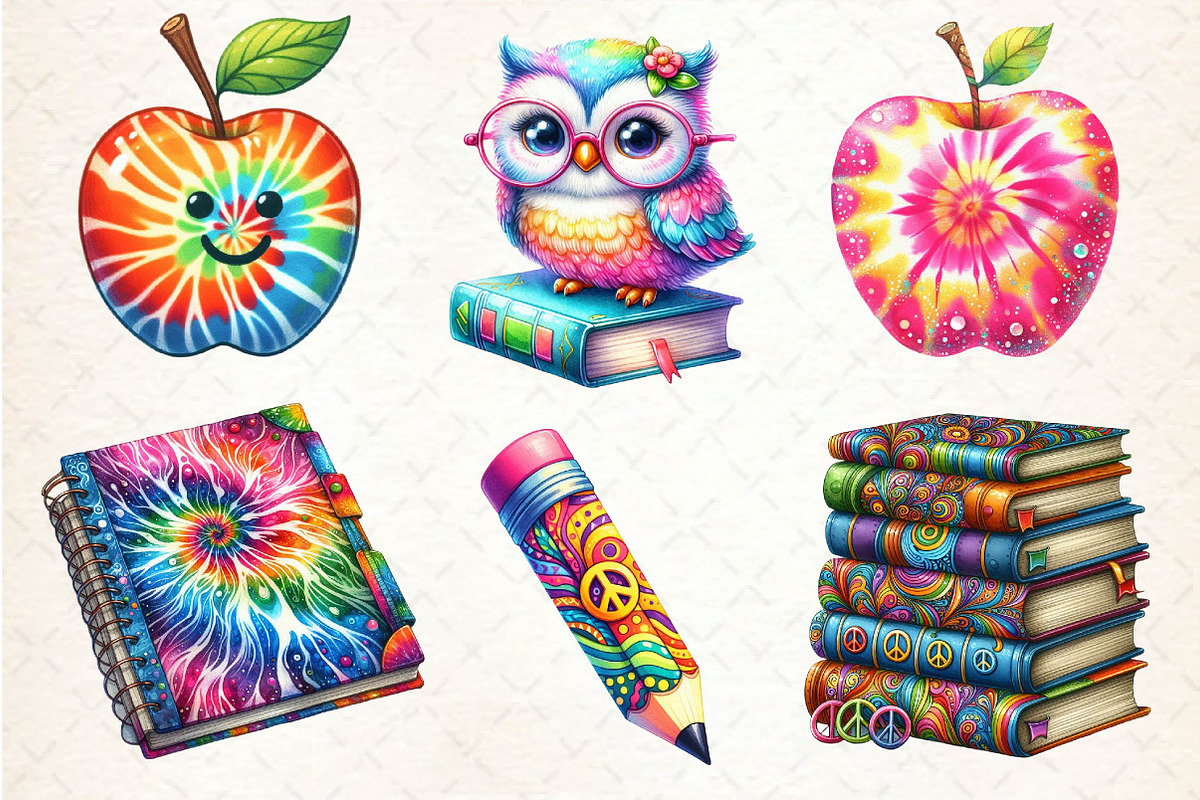 Groovy School Sublimation Clipart, an Illustration by Dream Creation (Photo 2 of 5)