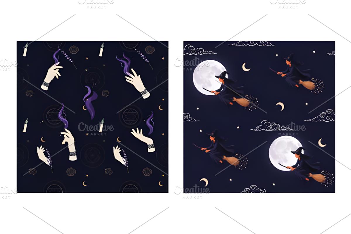 Witchcore Magical Halloween Patterns, a Pattern Graphic by Coco Bloom (Photo 4 of 6)