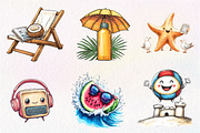 Quirky Summer Beach Day Clipart, an Illustration by CreationArt (Thumbnail 4 of 9)
