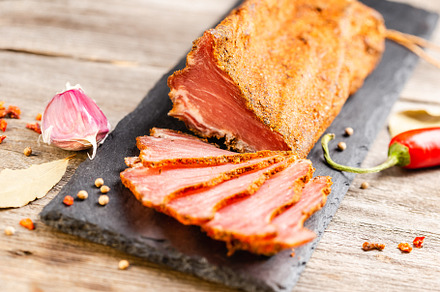 Dry Cured Pork Tenderloin on slate, a Food & Drink Photo by Andriana Syvanych