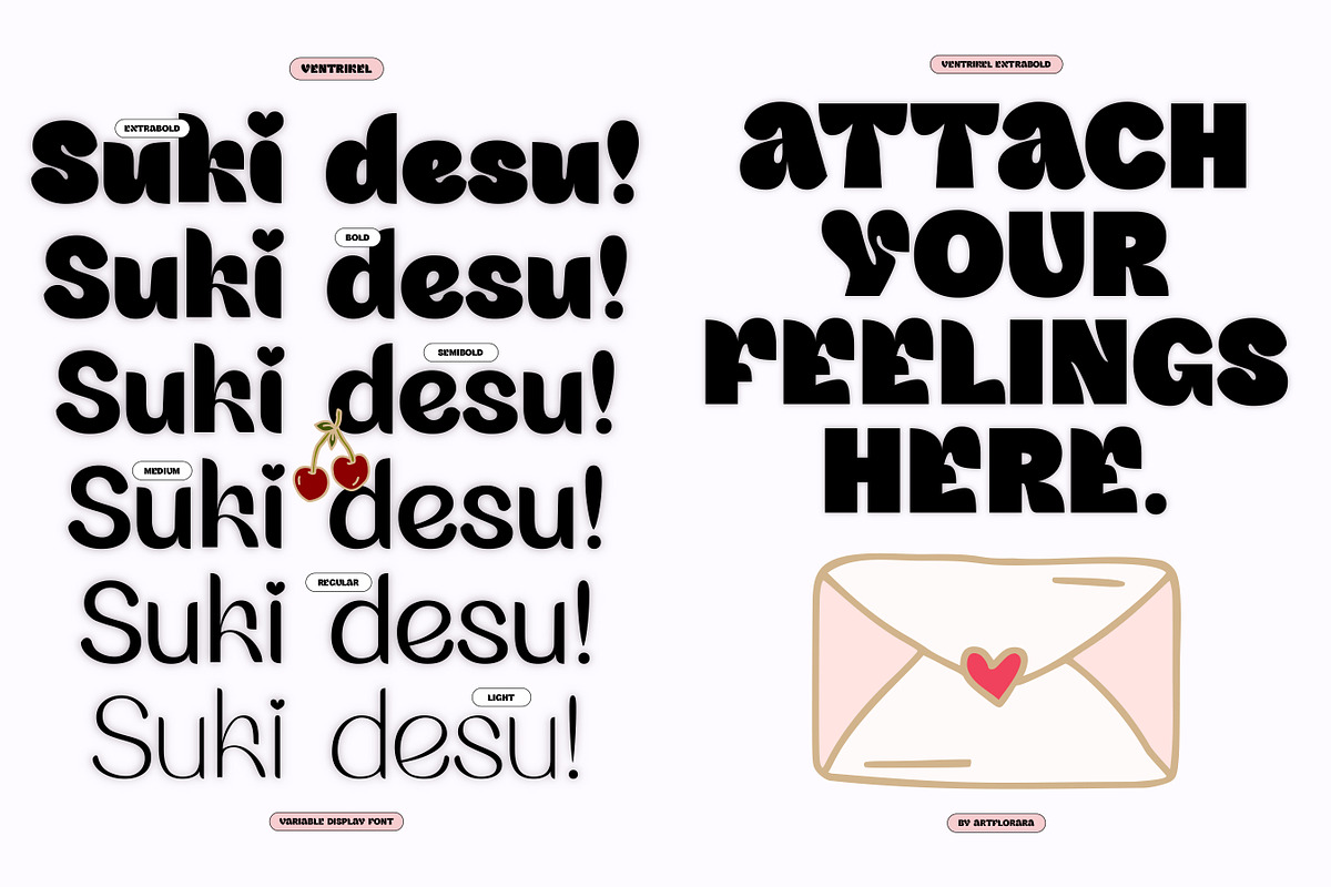 VENTRIKEL Display Variable Font, a Sans Serif Font by Artflorara (Photo 7 of 21)