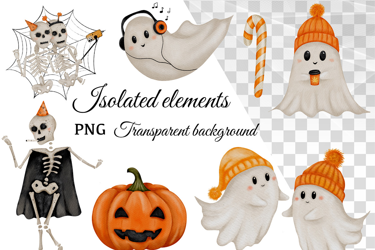Halloween Party Clipart Set PNG, a Seasonal Illustration by ZabolotnaArt (Photo 2 of 6)