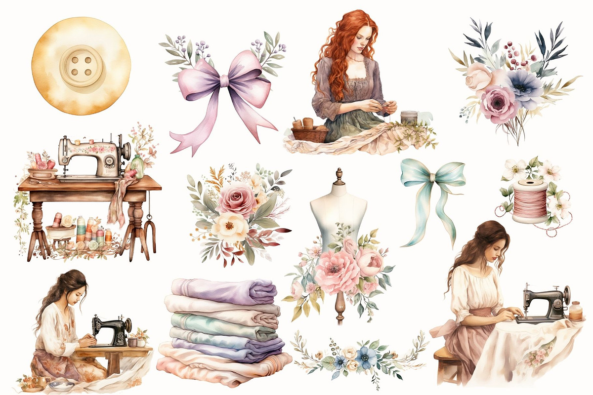 Oh Sew Sweet Sewing Clipart, an Illustration by NadiaTheronArt (Photo 2 of 5)
