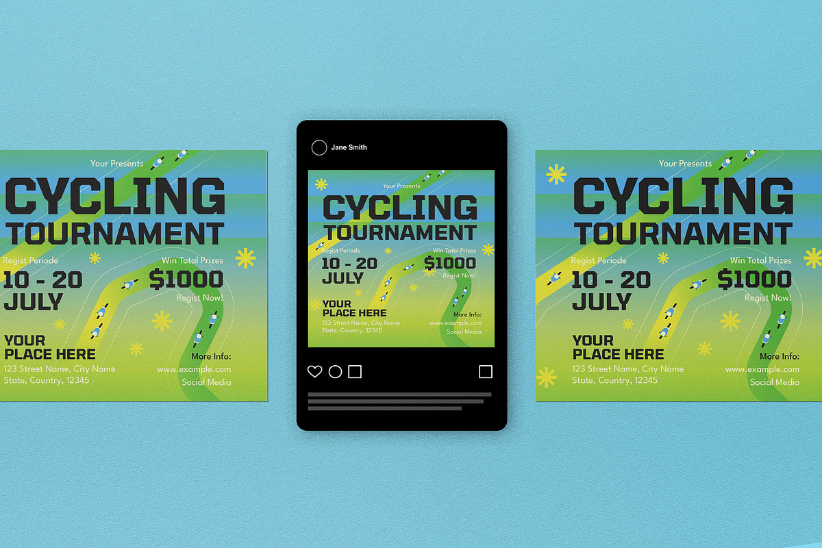 Green Cycling Tournament Flyer Set, a Flyer Template by graphicook (Photo 3 of 4)