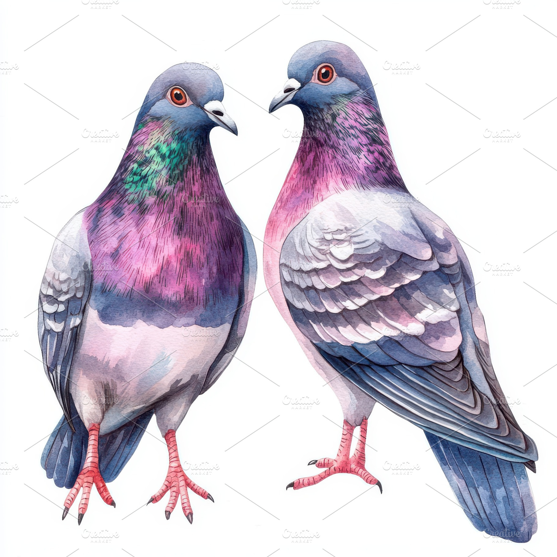 Watercolor painting of two beautiful, an Animal Photo by Pixeness Studio