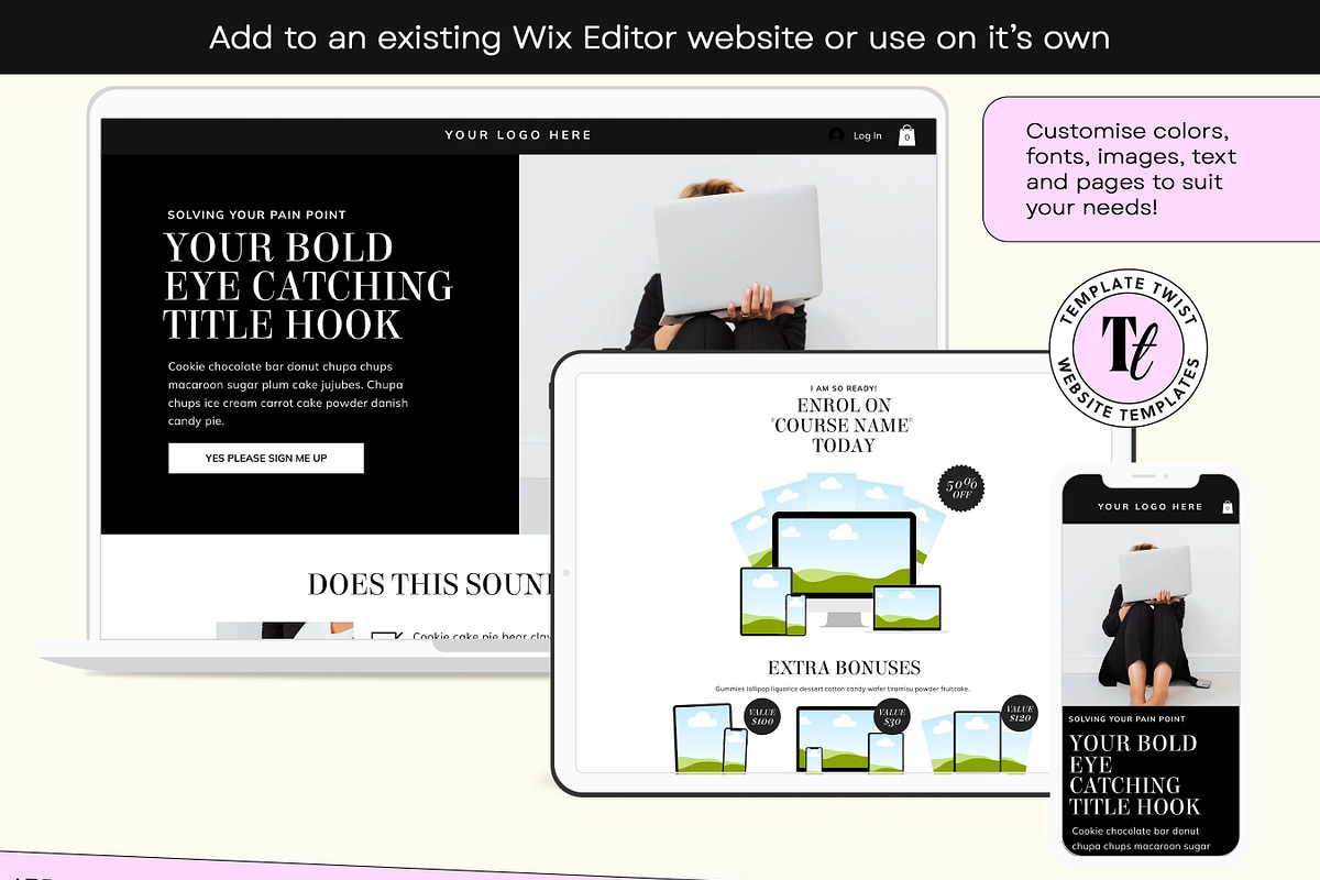 Dark Minimalistic Wix Sales Template, a Wix Template by Template Twist Shop (Photo 7 of 10)