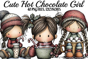 Cute Hot Chocolate Girl Clipart, an Illustration by DreamArtGraphic (Thumbnail 1 of 5)