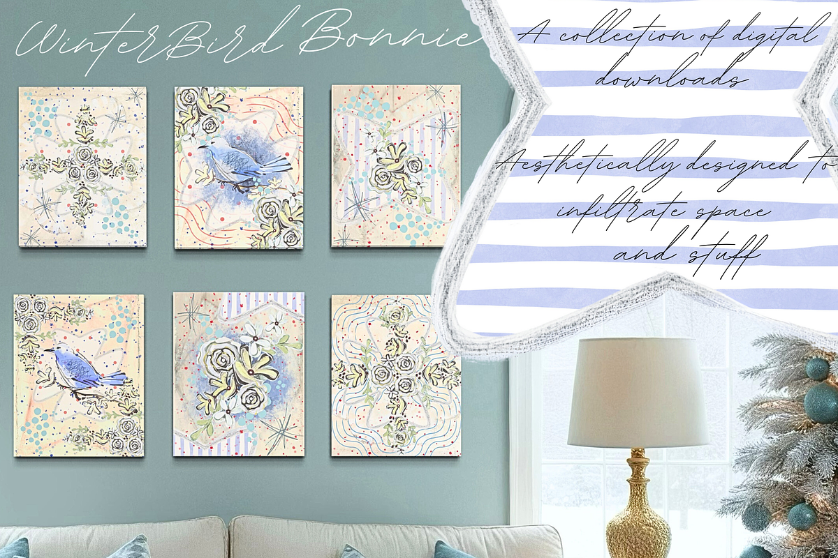 Floral winter bird illust.(handpaint, a Seasonal Illustration by Grandma's Lore (Photo 1 of 12)