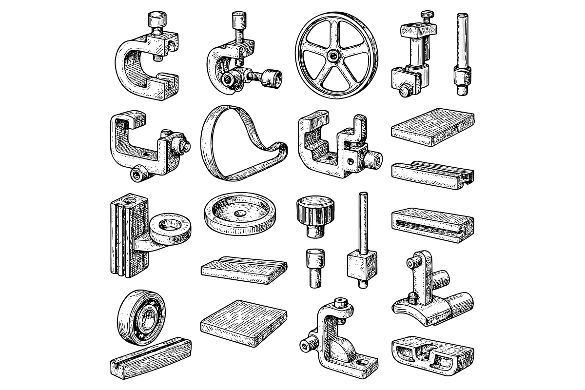 Vintage Mechanical Parts and Tools, an Object Graphic by RT Studio (Photo 2 of 3)