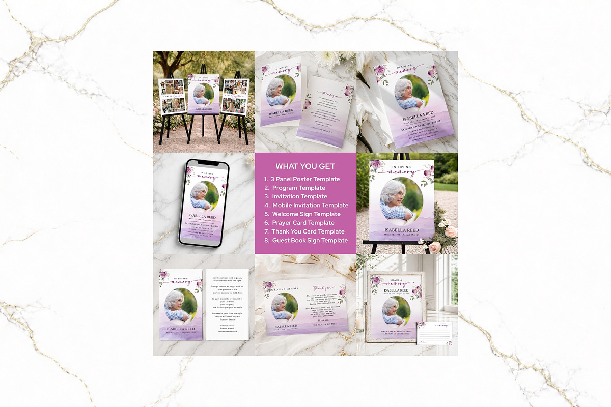Funeral Bundle Canva FR009, a Stationery Template by TyphoonStudio (Photo 2 of 12)