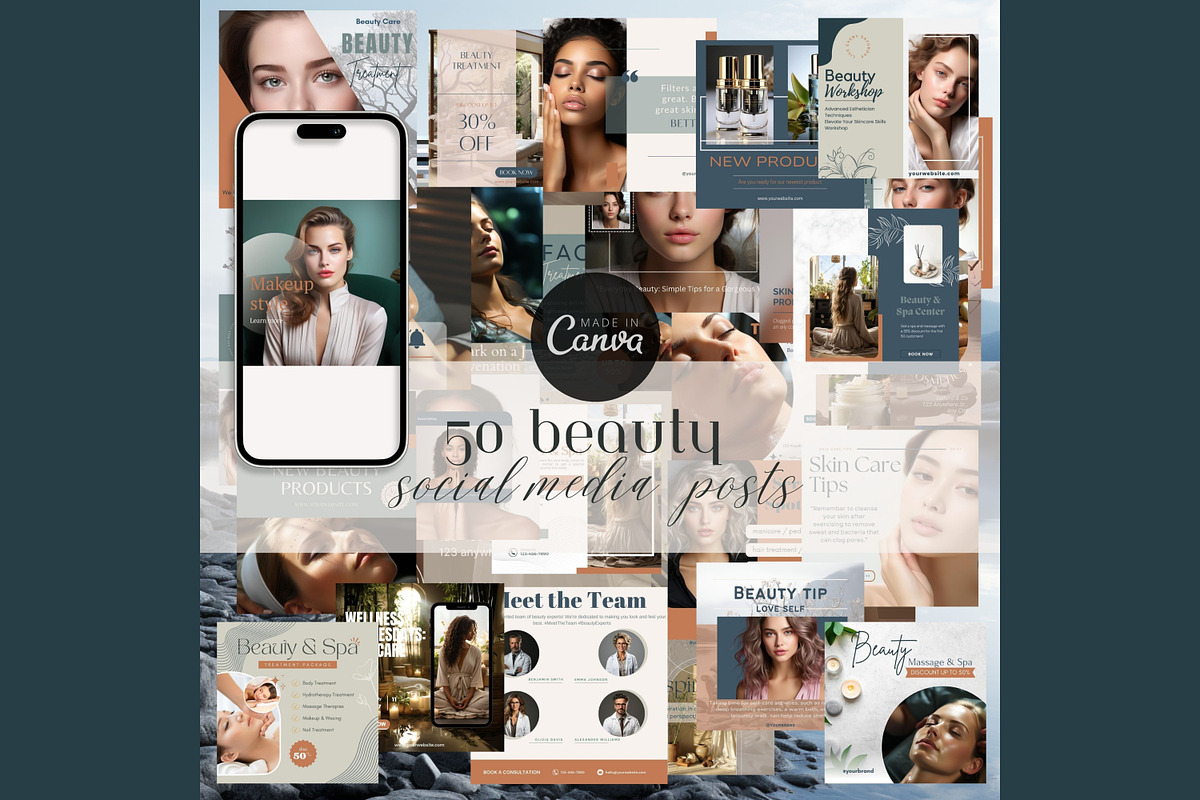 Beauty Social media post templates, a Social Media Template by Cute Little Workshop (Photo 1 of 5)