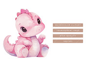 Watercolor Cute Dinosaur Clip Art, an Animal Illustration by SparkyDesignsUS (Thumbnail 6 of 9)