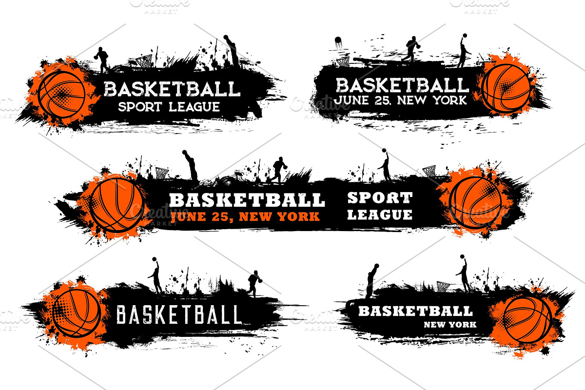 Basketball grunge banners, a Person Illustration by Vector Tradition (Photo 3 of 3)