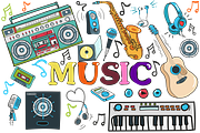 MUSIC- big set   (vector), an Object Illustration by pashigorov (Thumbnail 1 of 9)