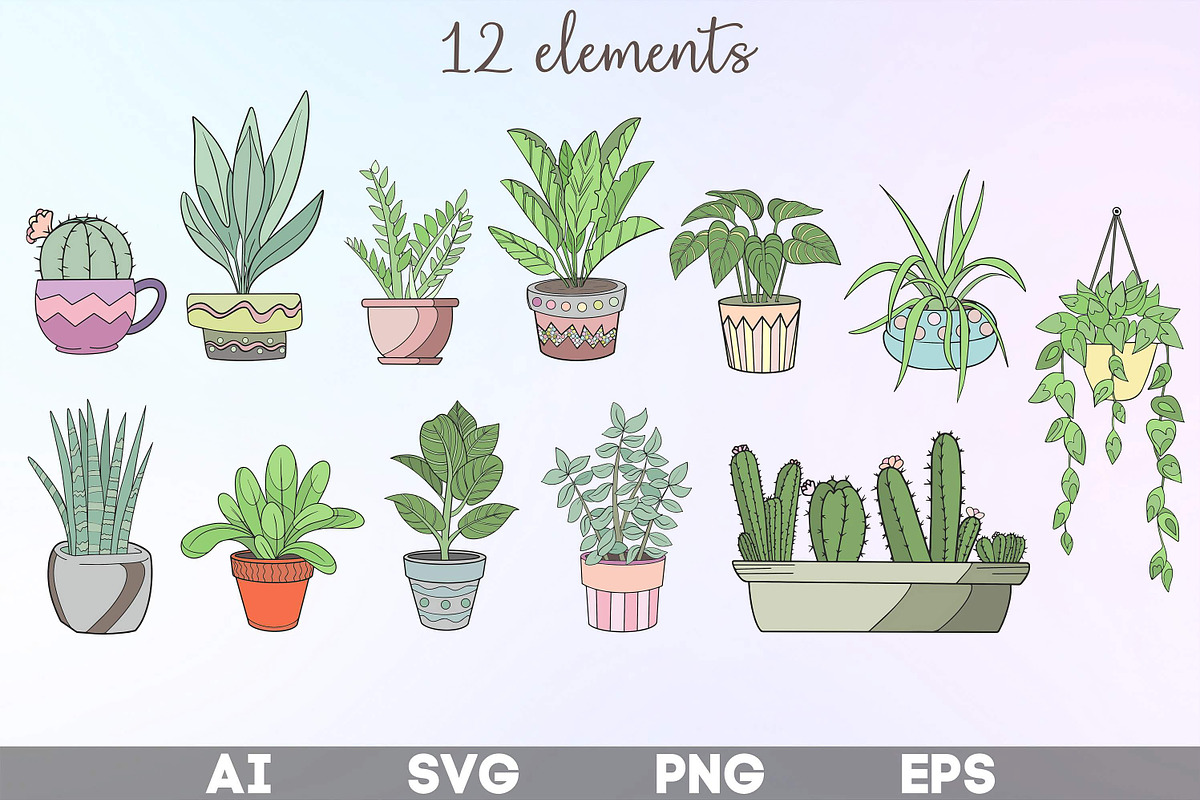 Potted Plants SVG Bundle, a Graphic by KostaDigitalArt (Photo 2 of 10)