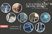 6 Watercolor Denim Shirts, an Illustration by Curve and Pixel (Thumbnail 2 of 4)