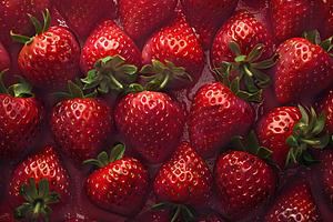 Red strawberries background, a Food & Drink Photo by AlyaAnd